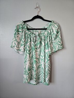 Chenault Green Leaf Pattern Blouse